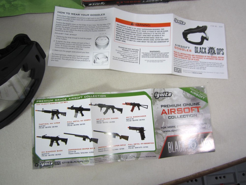 Airsoft Ignite Black Ops Tactical Goggles