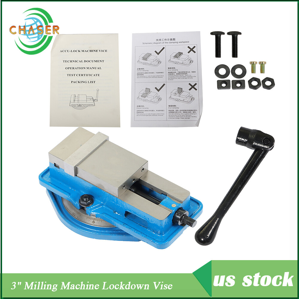 3" Milling Machine Lockdown Vise With 360 Swiveling Base High Precision