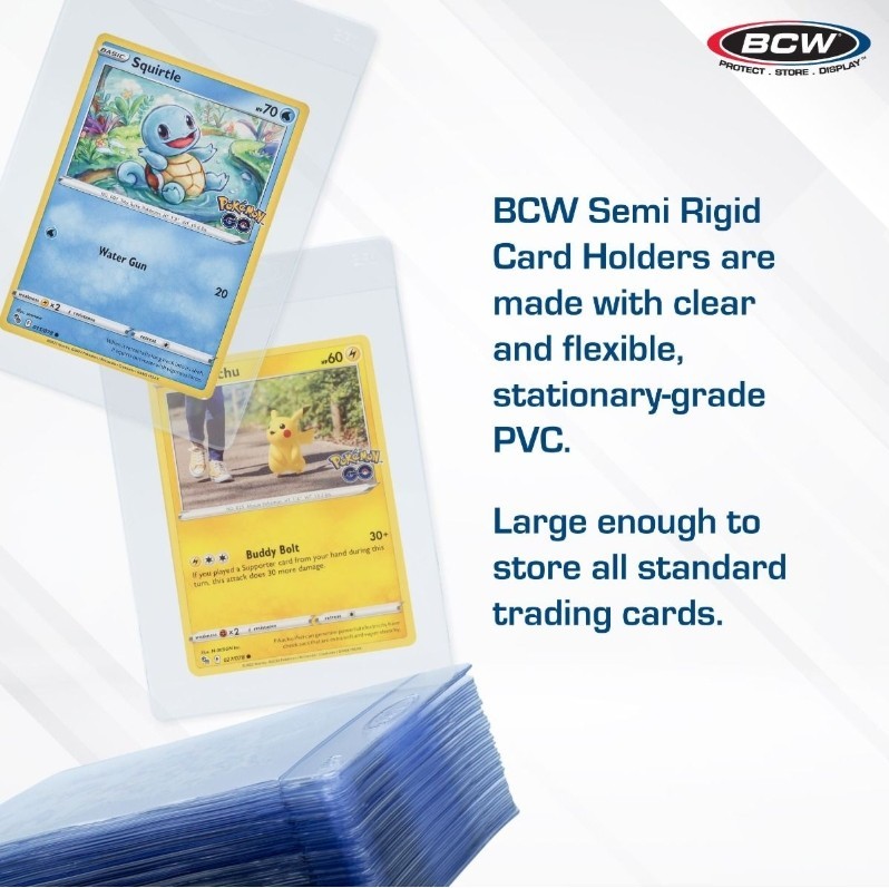 (200) Semi-Rigid #1 Card Holders BCW Grading Submissions Size (4x50 ct.)