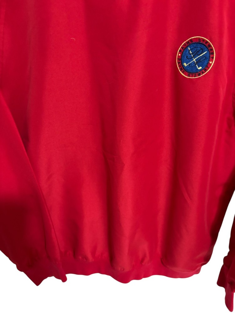 Payne Stewart Pullover Jacket Size Large Golf Red Polyester Windbreaker Logos