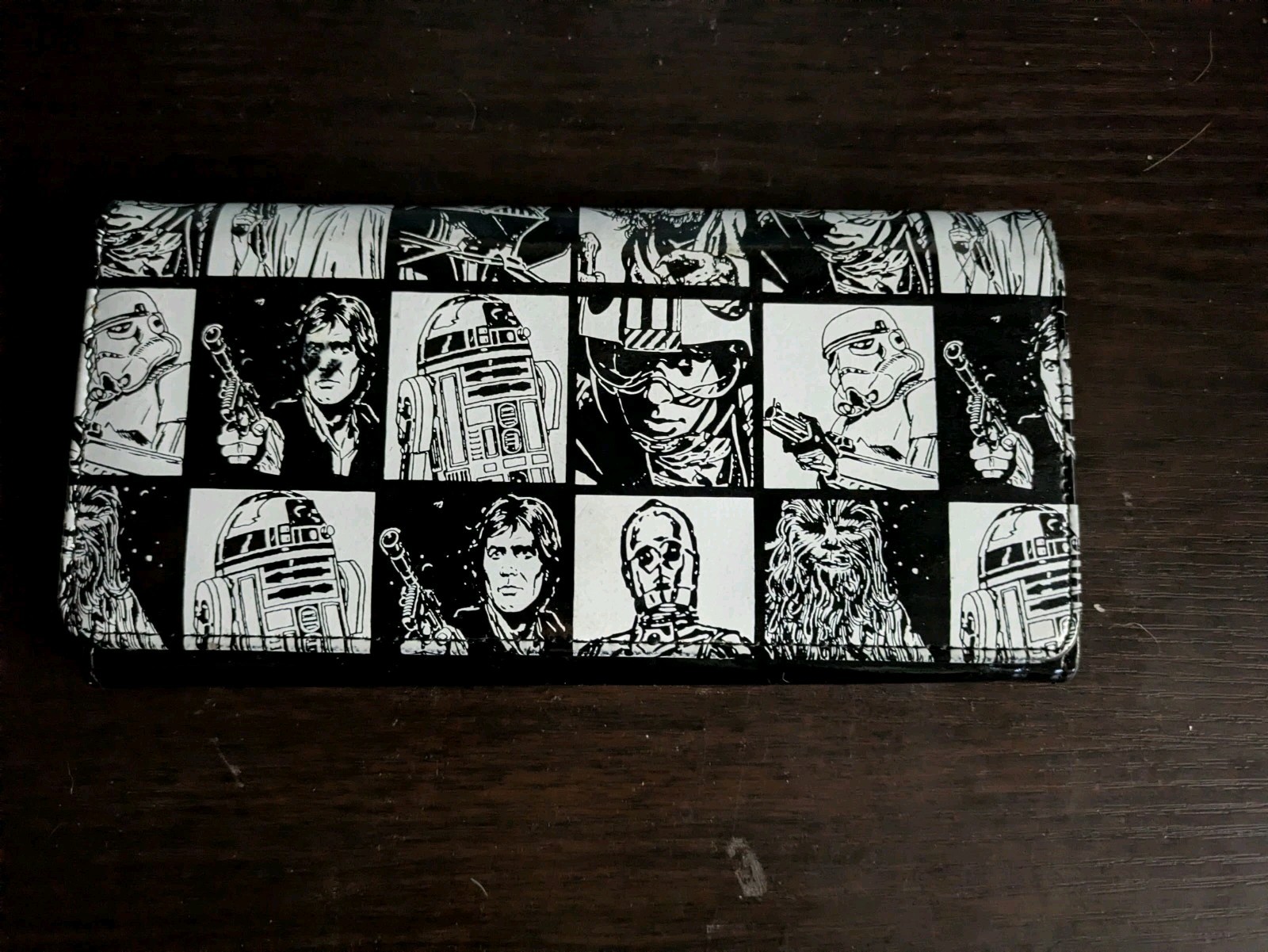 Old Star Wars Push Pin Purse Wallet A New Hope Black White Checkered