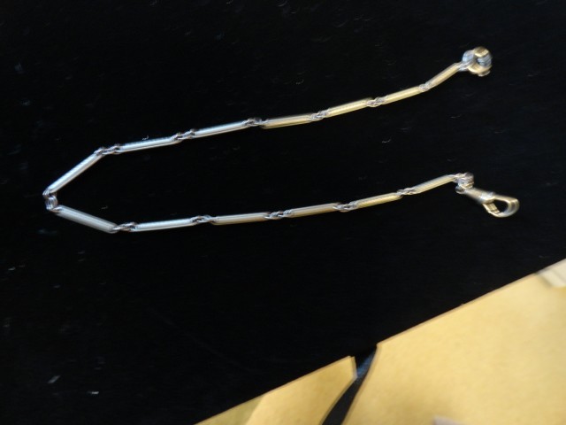 Art Deco Numium Cable Bar Link Pocket Watch Chain 12in Unique