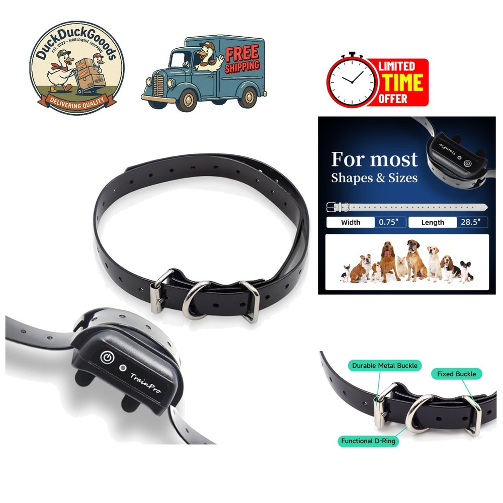 Black TPU 27.5" Replacement Strap for All Dog Training Collars - Adjustable Fit