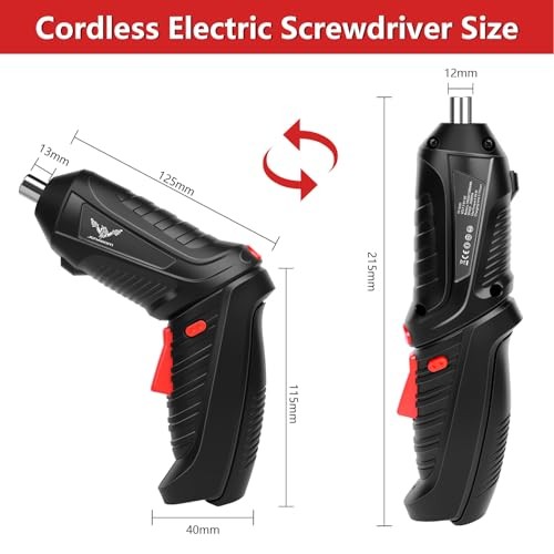 Power Screwdriver Cordless, Screwdriver Bits Set Rechargeable, 47PCS Black