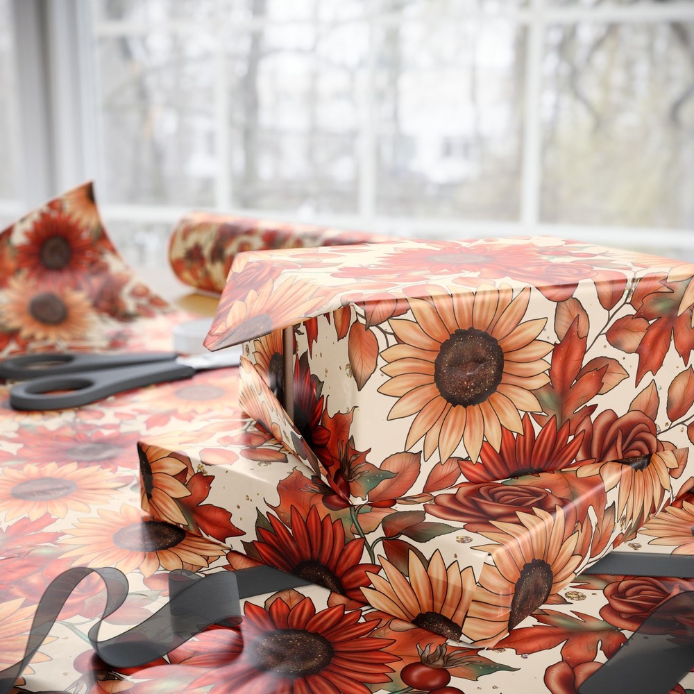 Autumn Fall Flowers Wrapping Papers