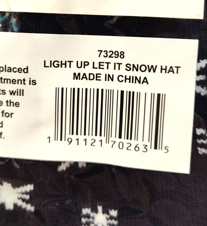 Festive Light Up LED Let It Snow Hat, with 3 Different Flash Modes