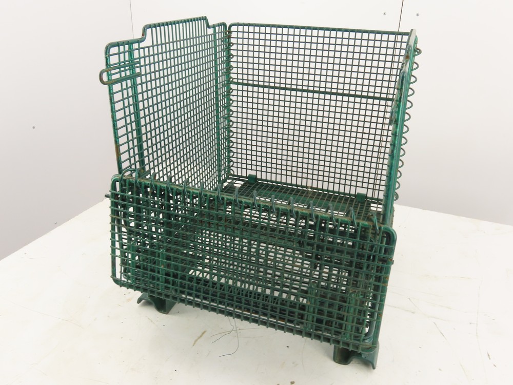 Miniature Collapsible Folding Stackable Industrial Wire Baskets 18"x20"x16"Green