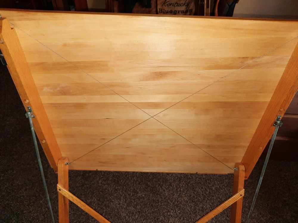 Pine-Top Wooden Drafting / Drawing Table w/Parallel Arm