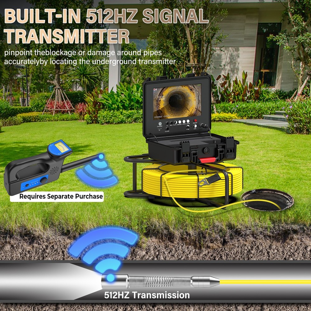 30M Sewer Camera DVR Pipe Inspection Camera with 512hz Self-leveling Borescope