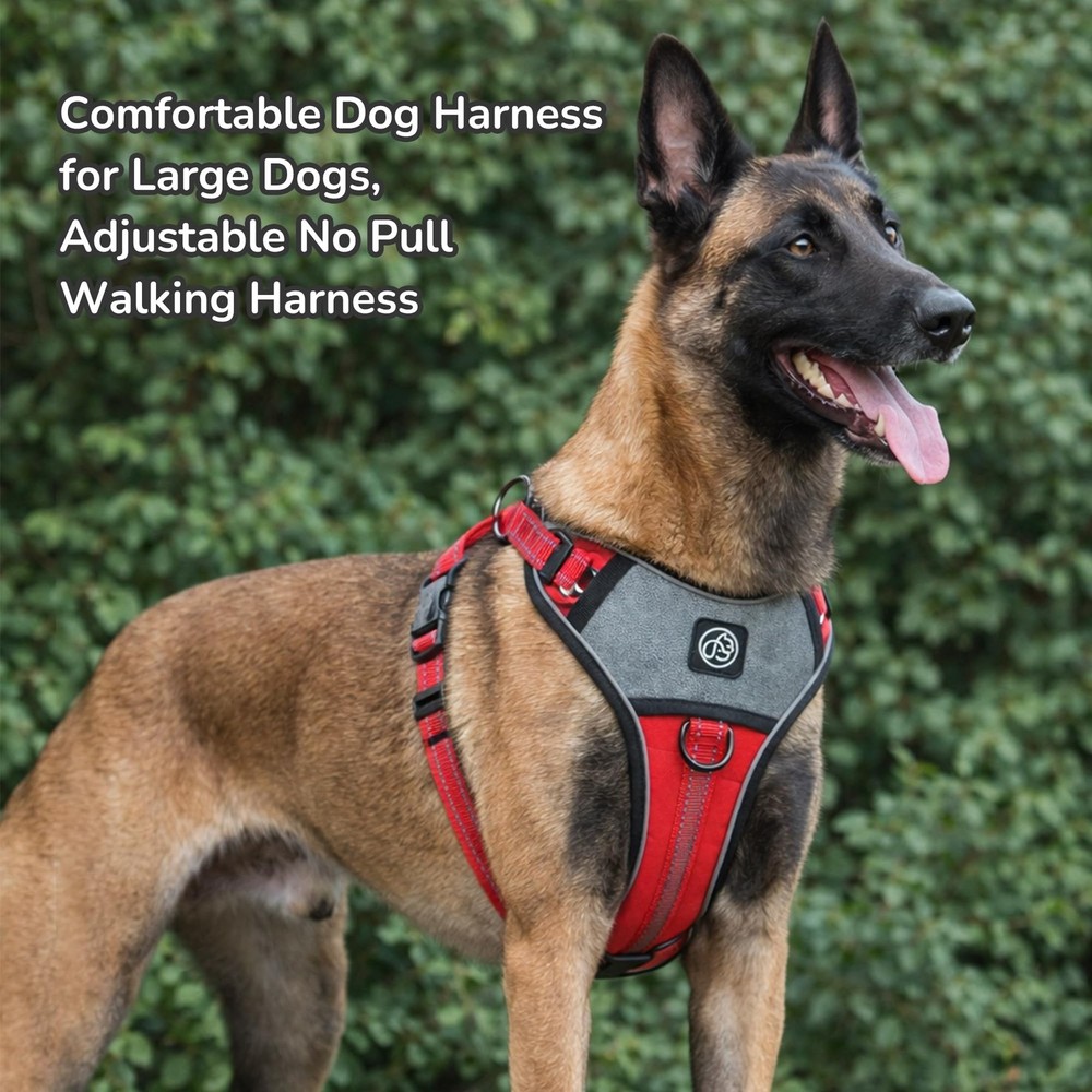 Dog Harness with Handle, No Pull Reflective Vest Harness for Medium Large Dog...