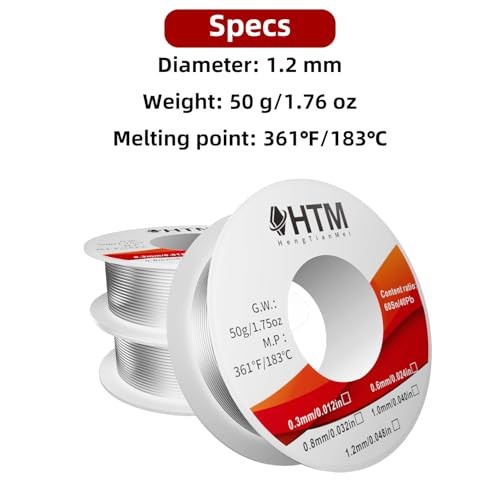 60/40 Rosin Core Low Temp Tin Lead Solder Wire, for Soldering Electronic 1.2