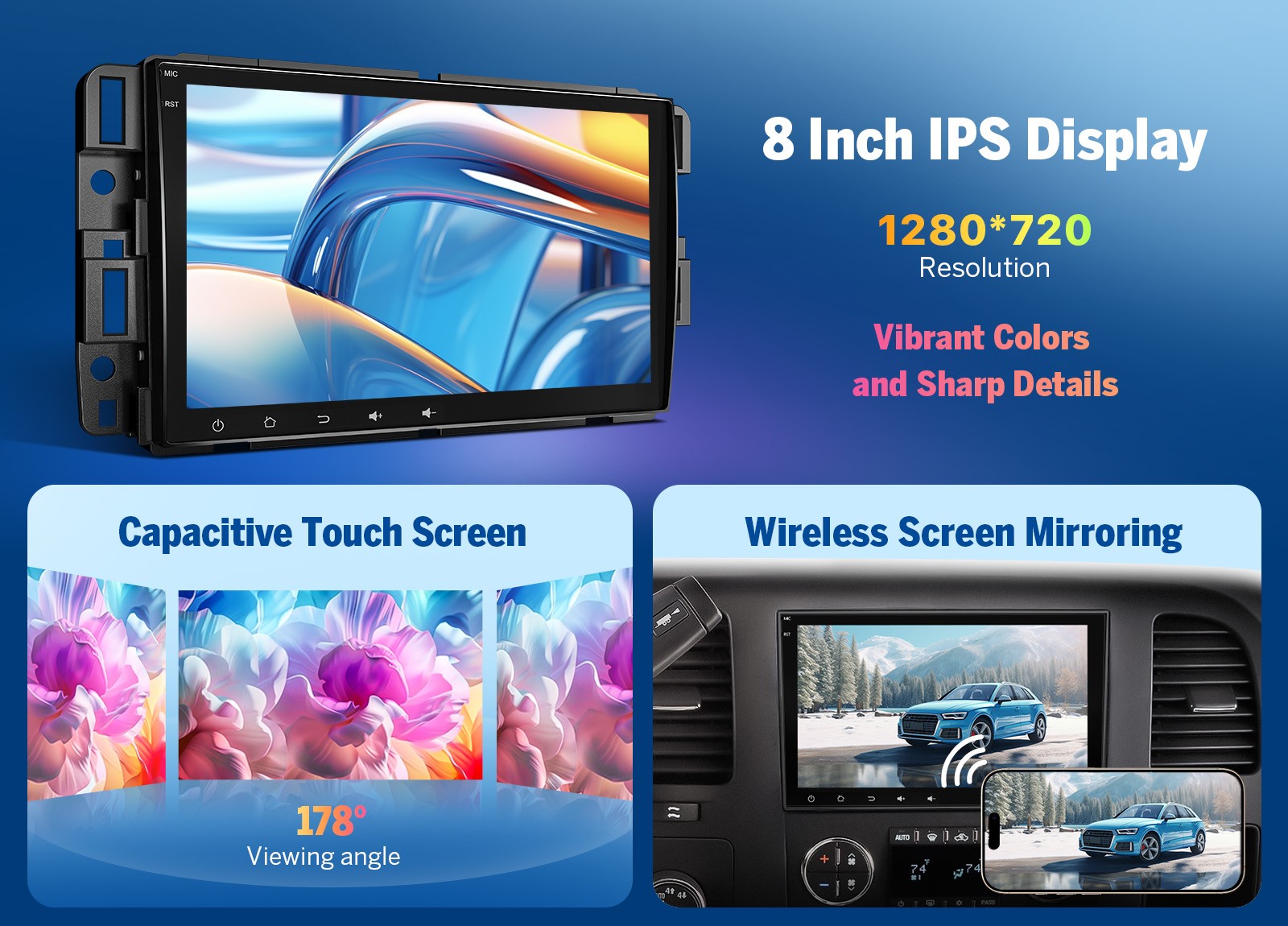 GMX7 8"Android for Chevy Silverado Sierra 2007-13 Car Radio Stereo Apple CarPlay