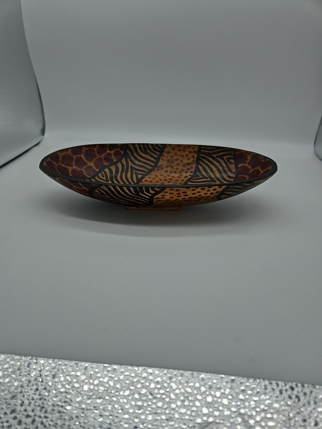 Vintage Kenya Hand Carved Decorative Bowl 12" X 6" X 2 1/2"