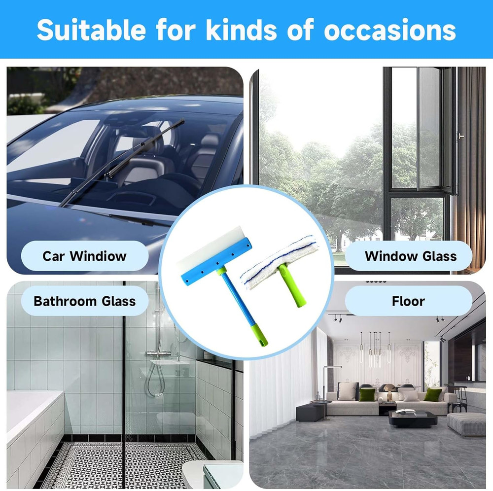 Recyclable Silicone Window Squeegee Kit – 3-In-1 Glass Cleaning Tool with Microf