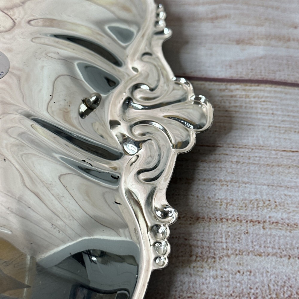 Vintage BO Italy Silverplate 3 Section Bonbon Dish Gold Leaf Crystal Grapes