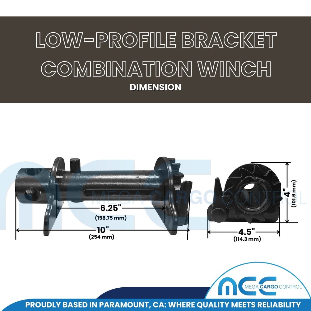 4" Low-Profile Combination Winch Bracket - Low Profile Securement System for Tie
