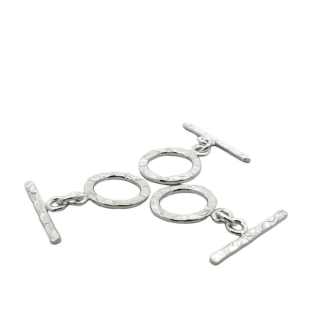 925 Sterling Silver Hammered/Patterned Toggles - 3 pcs