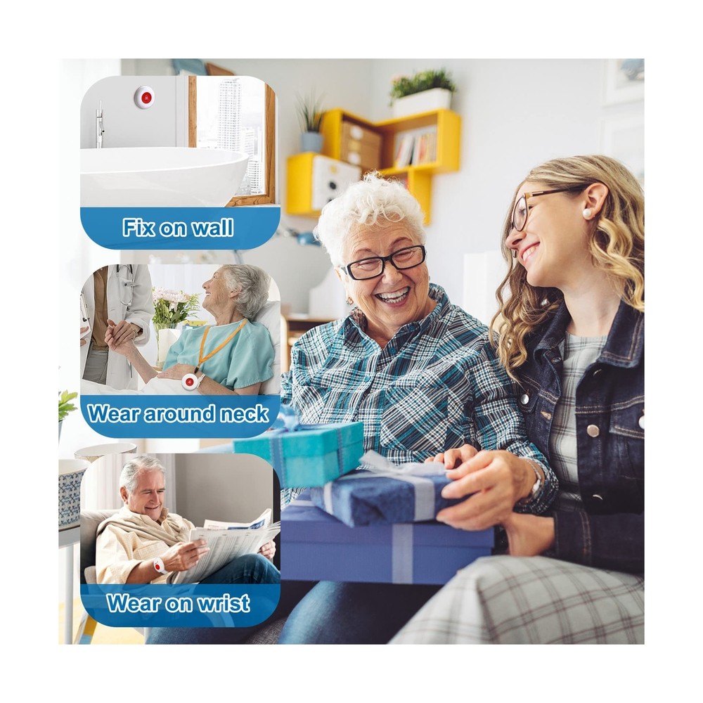 Daytech Wireless Caregiver Pager Call Button Elderly Nurse Alert System for E...