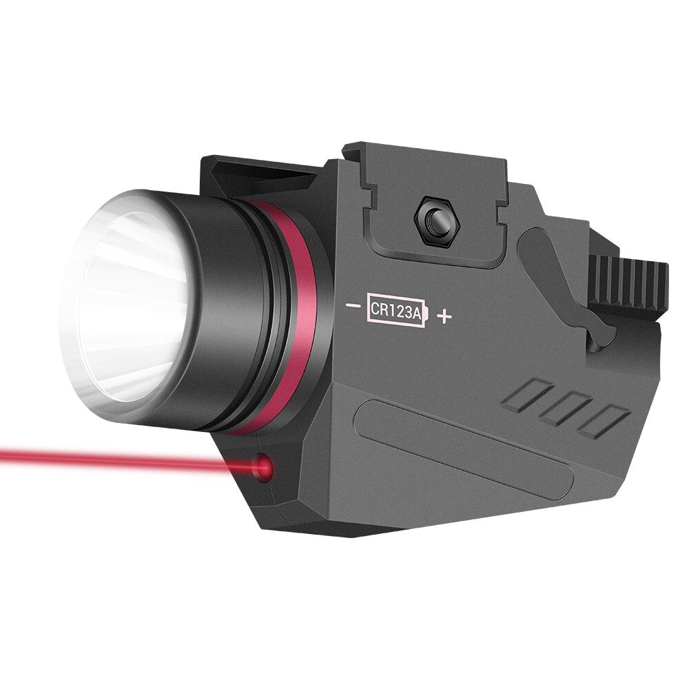 Tactical Red Laser Sight 20mm LED Flashlight Combo For Pistol Camping Light