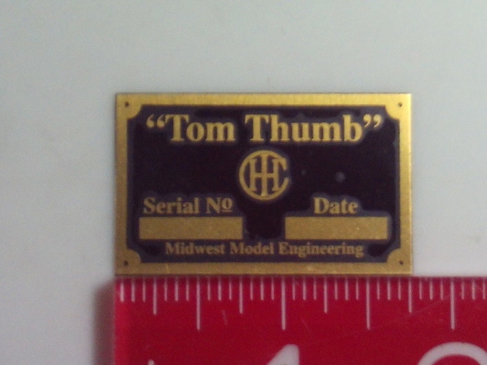 Model IHC Tom Thumb Engine Brass Name Plate tag Nameplate