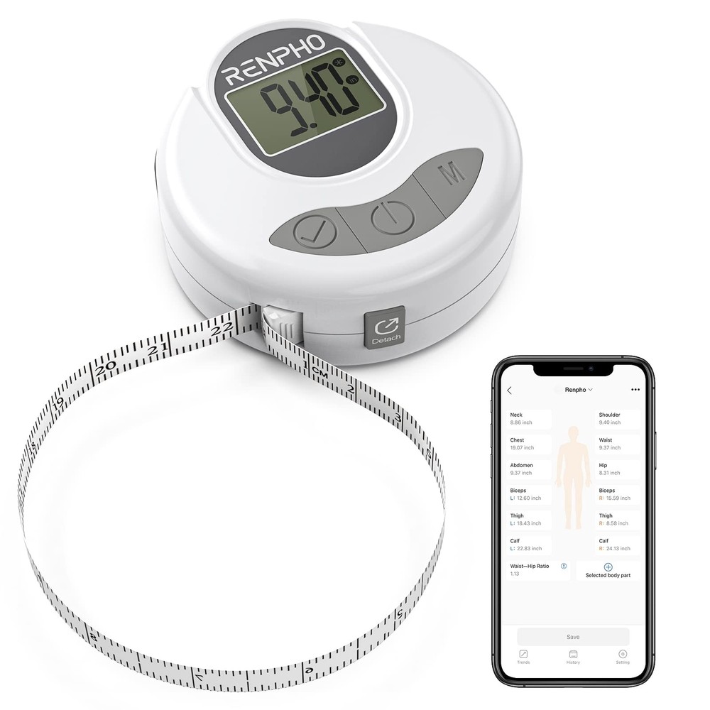 Body Measuring Tape, Bluetooth Smart Tape Measure with Lock Hook & Retractabl...