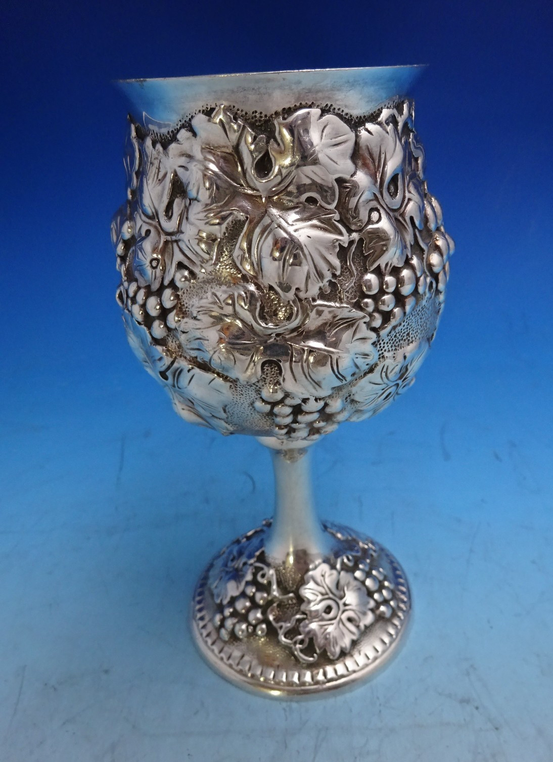 Repousse by Galmer Sterling Silver Goblet Embossed Grapes GW 6 1/2" (#8653)