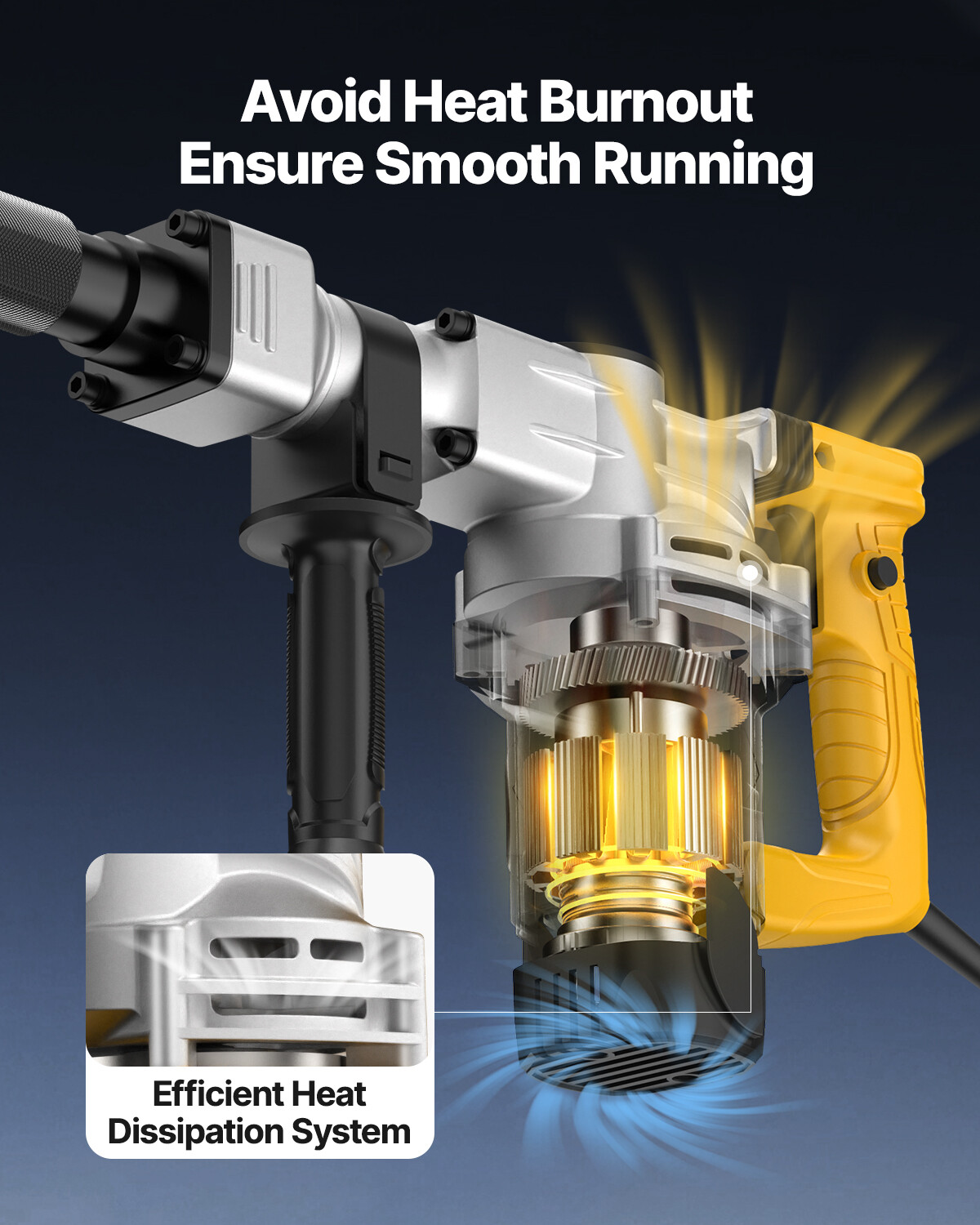 Demolition Jack Hammer Concrete Breaker 1400W Electric Hammer 2 Chisel Bit