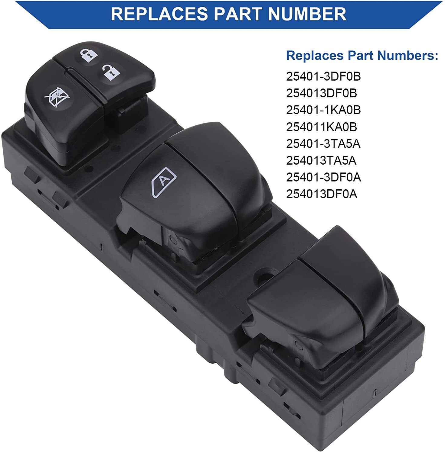 Master Window Switch Control for 2011-2019 Nissan Leaf Juke Altima Sentra Rogue