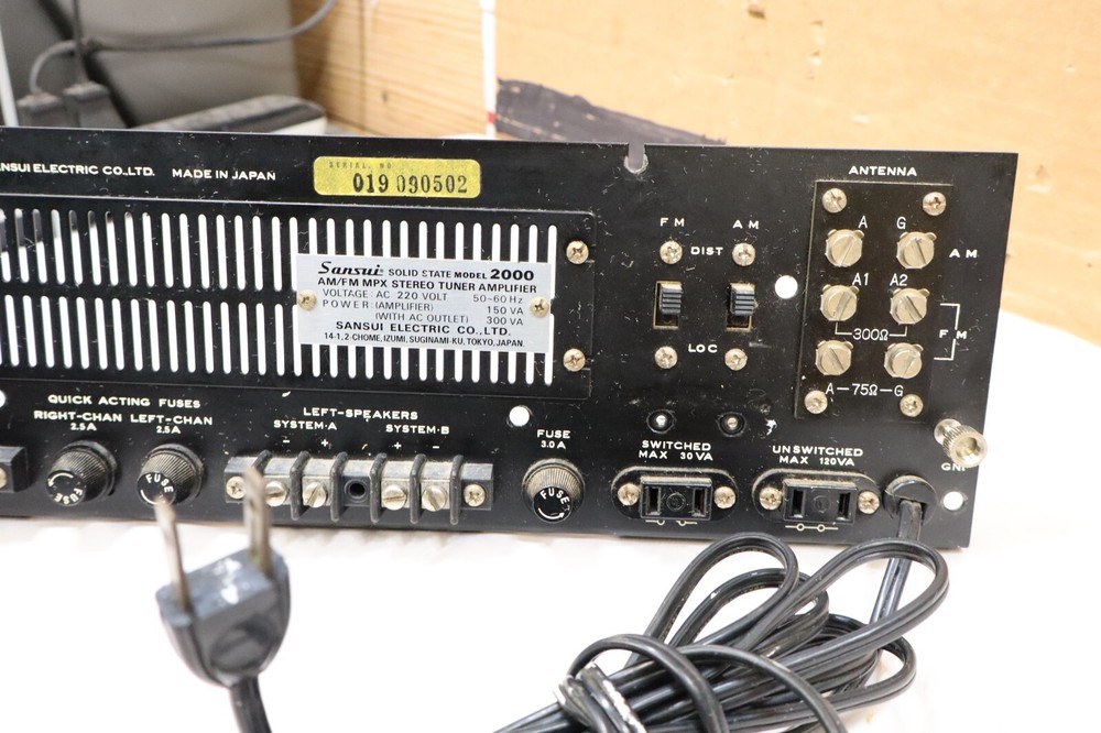 Sansui Model 2000 Tuner amplifier Part Back Cover