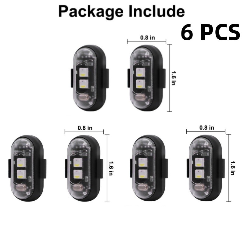 6 PCS Car Wireless LED Lights with Remote Control, High Brightness Strobe Lights