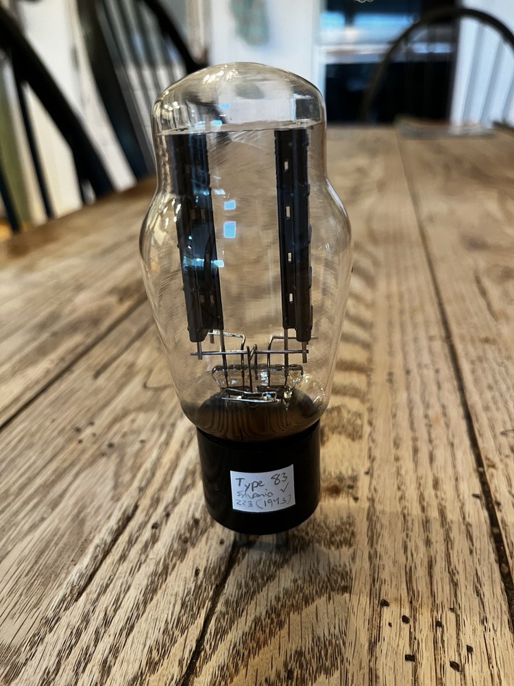 Sylvania Type 83 Rectifier Tube Tested Dated (1943) Black Plates