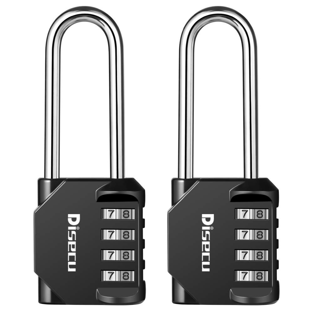 2 Pack 2.6" Shackle 4-Digit Waterproof Padlock for Locker, Gate, Toolbox, Black