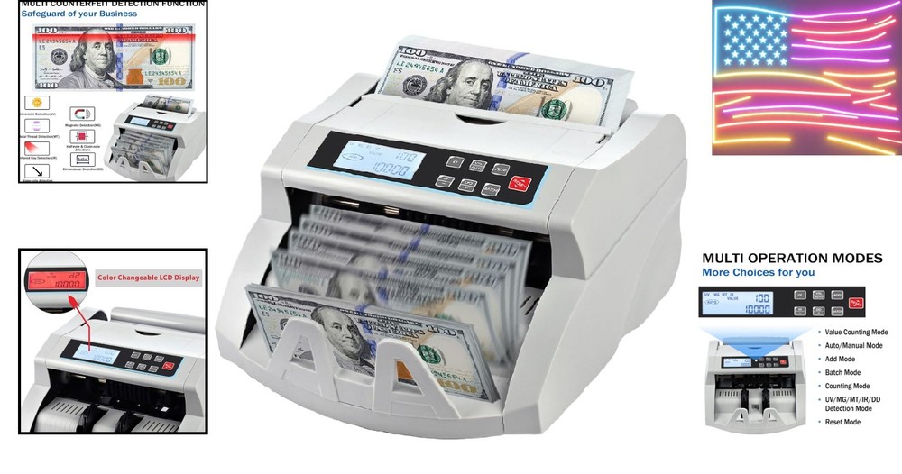 Efficient Money Counter Machine with Multi-Currency Detection & LCD Display