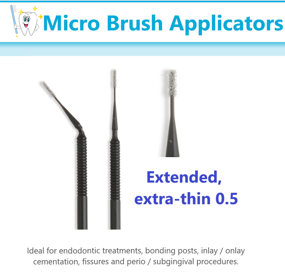 Dental Microbrush X Micro Brush Applicator Extended, Extra-thin, 400/Pk Black