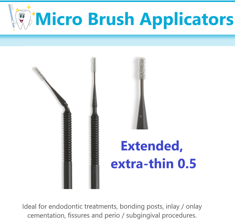 Dental Microbrush X Micro Brush Applicator Extended, Extra-thin, 400/Pk Black