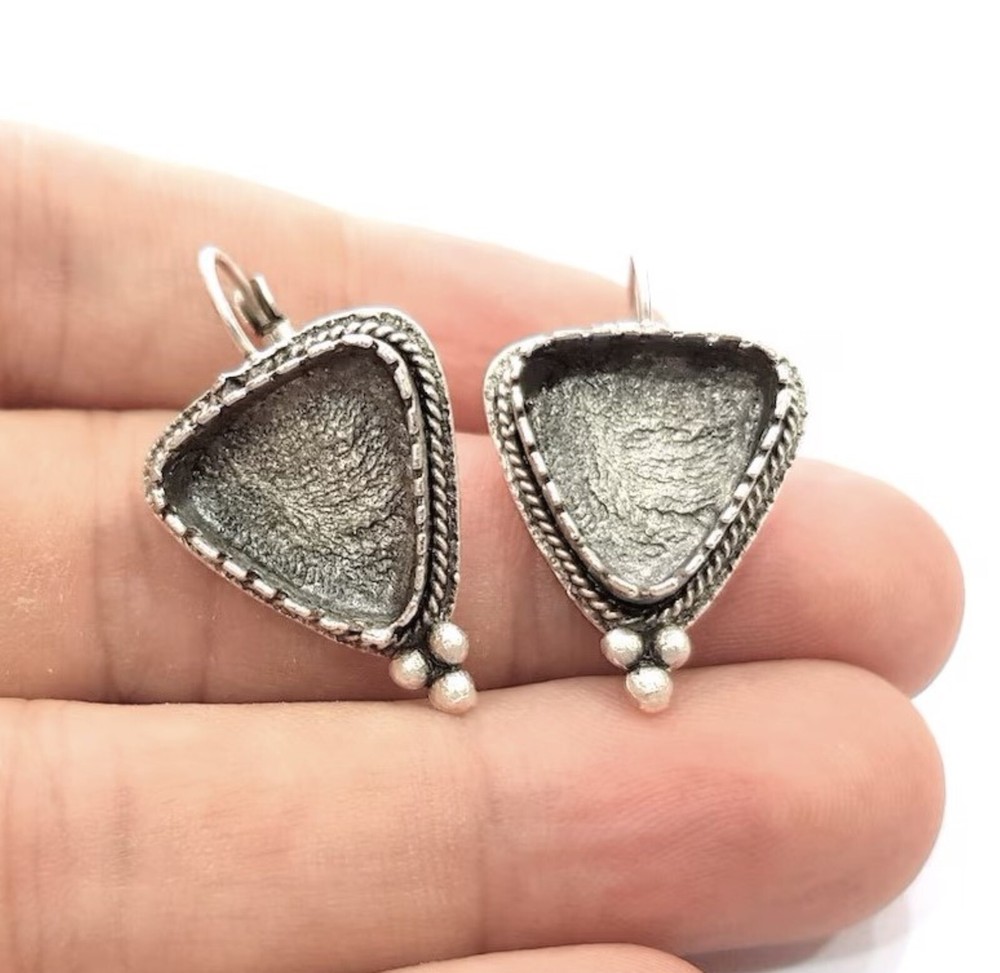 Earring Blank Base Settings Silver Resin Blank Cabochon Base inlay Mountings