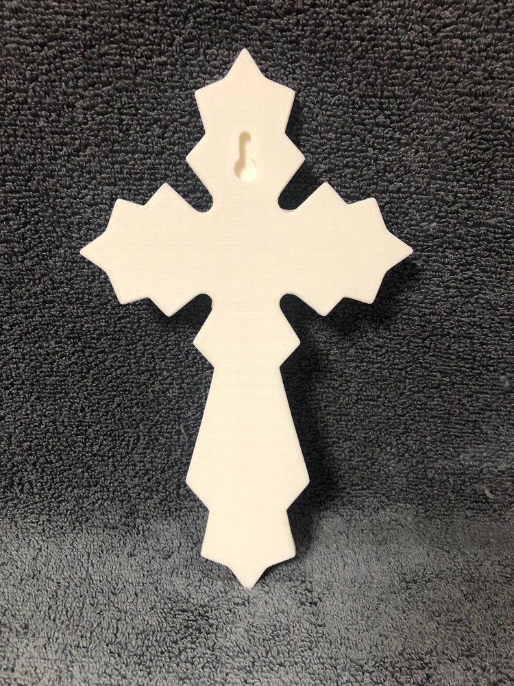 3d Printed Religious Cross White (with mounting hardware)