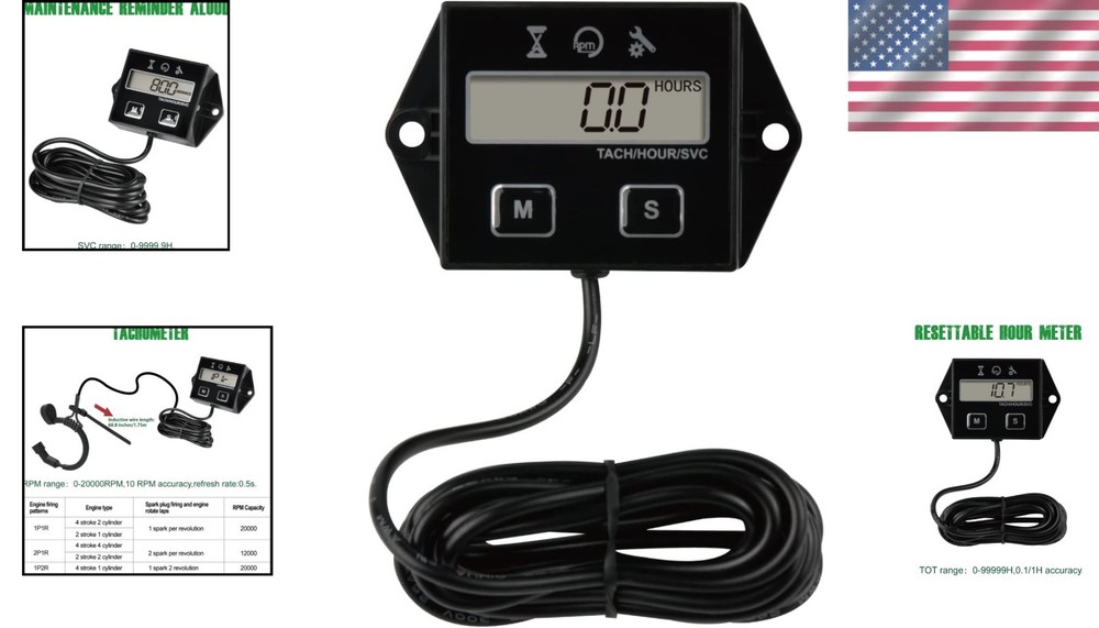 Compact Digital Tachometer with Countdown Timer - Perfect for Outdoor Equipment