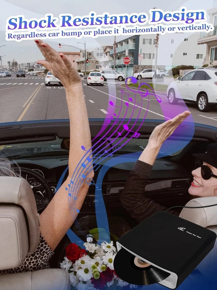 External USB CD Player for Car Portable Plug In CD Player with Remote Control