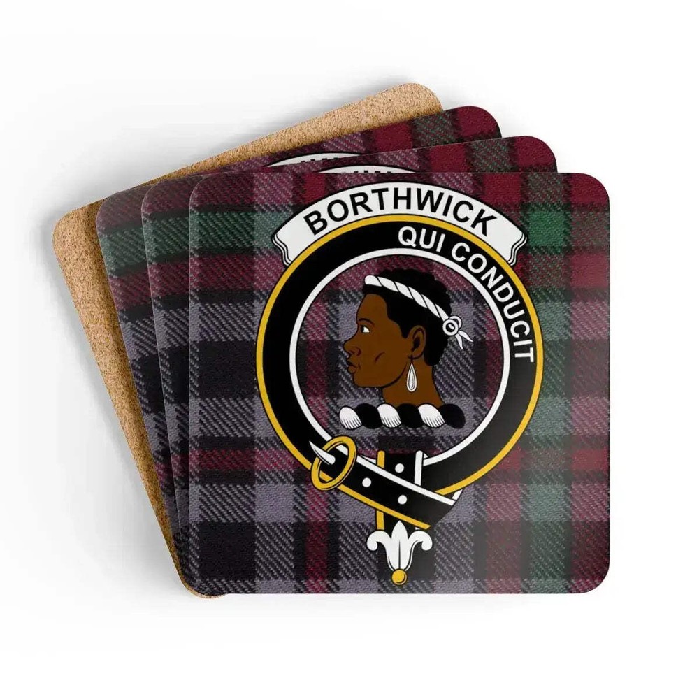Borthwick Crest Scottish Tartan Coaster Set