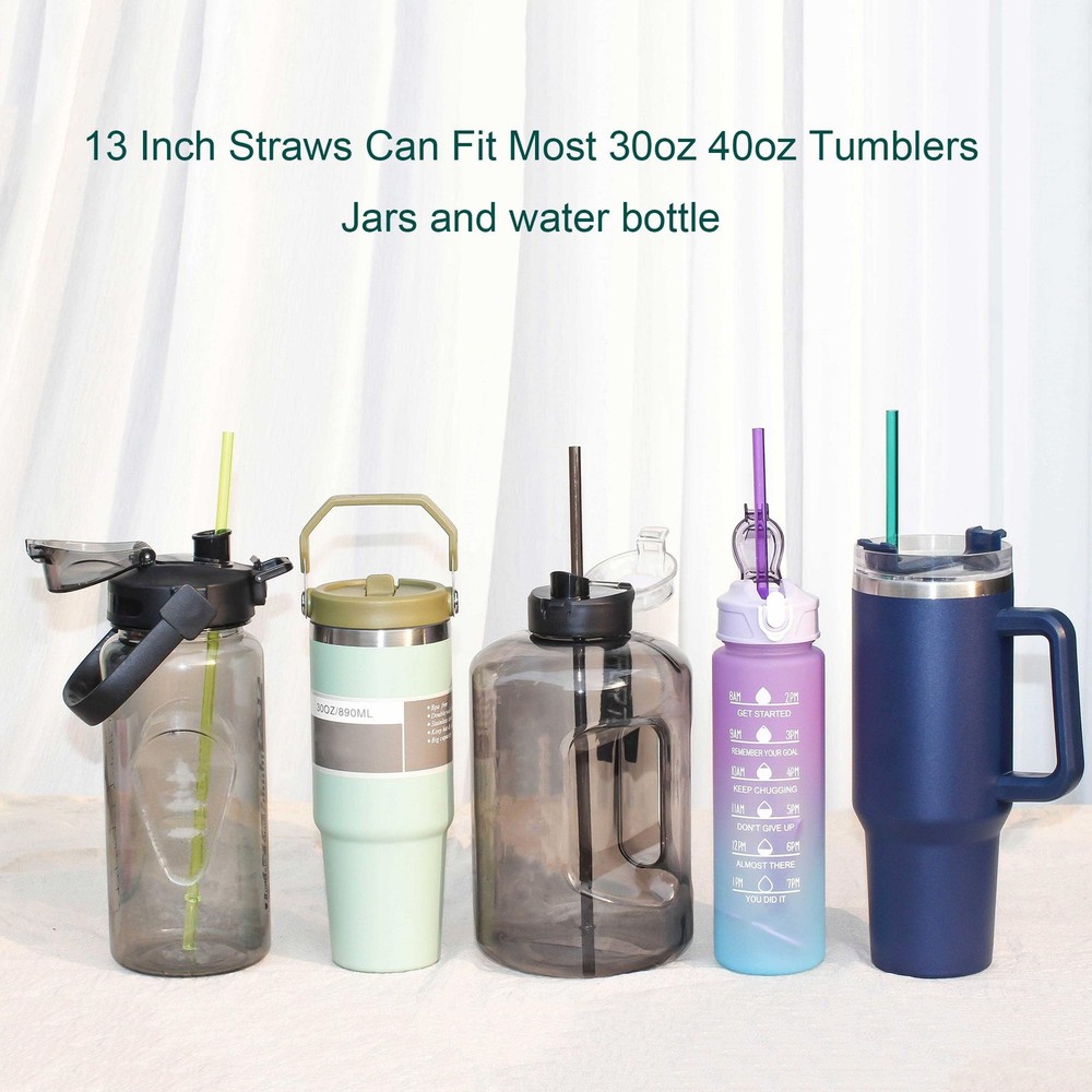 13" Long Reusable Plastic Replacement Drinking Straws for 40 oz,30 oz & 24 oz