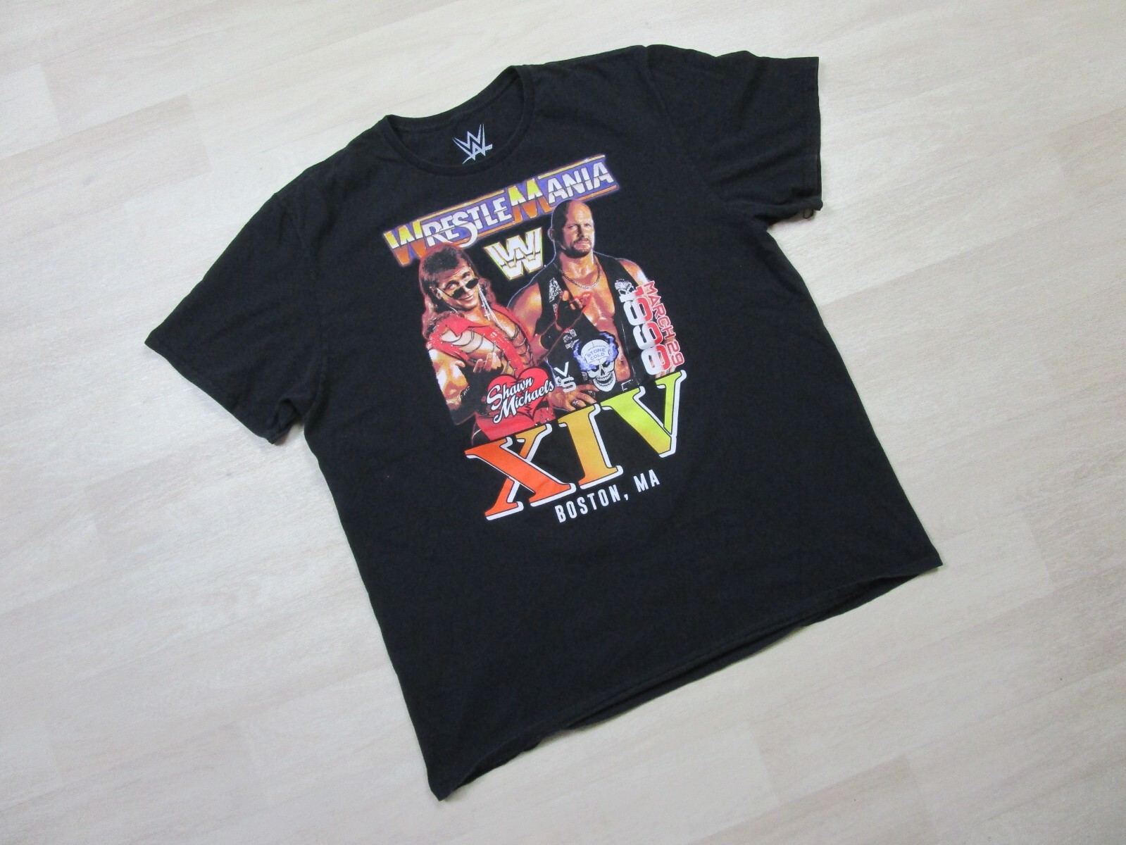 WWE Wrestlemania XIV T Shirt Men's (2XL) Black Stone Cold vs Shawn Michaels 1998
