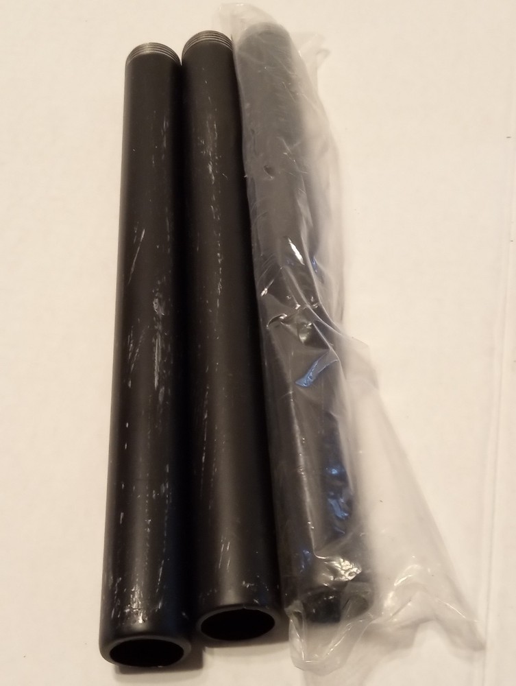 THREAD ONE END PIPE/ NIPPLE 3/4" Black Indusrial Decor Pipe 10" Long 3 Pack