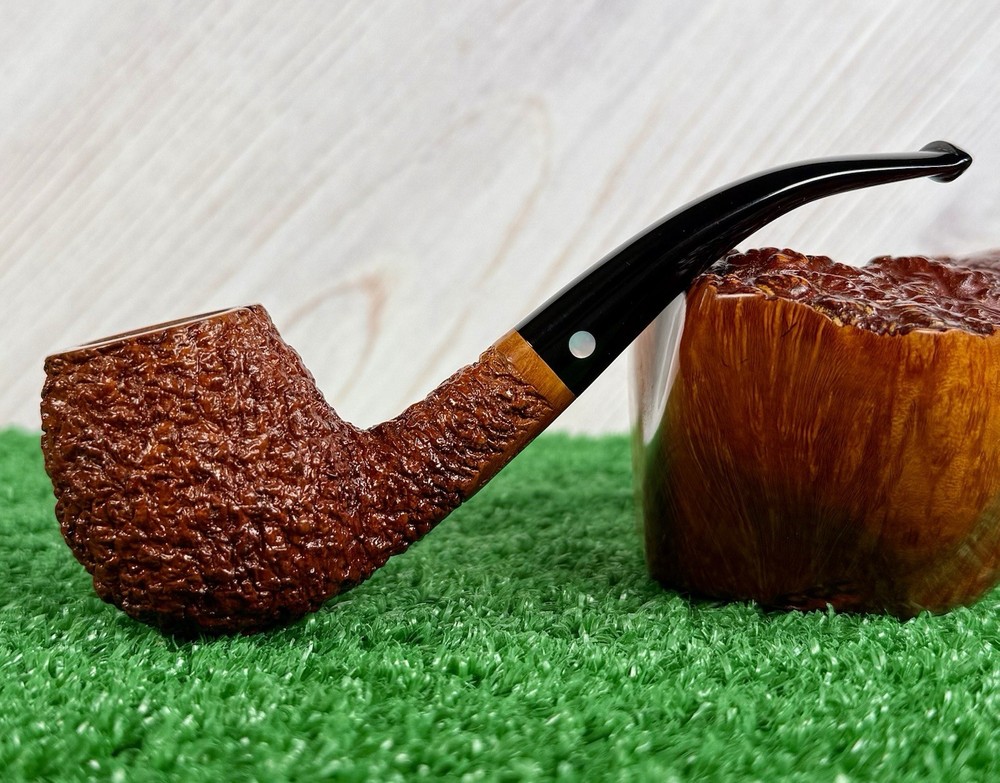 RARE DAVID JONES BENT APPLE c2000’S MINT, AWESOME RUSTICATION ARTISAN PIPE