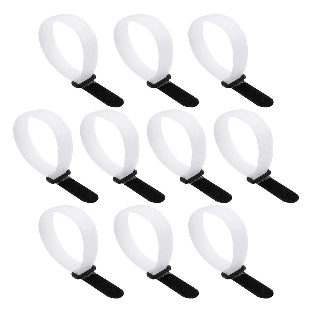 10pcs Reusable Cinch Straps 0.8"x12" Hook and Loop Cable Securing Straps, White