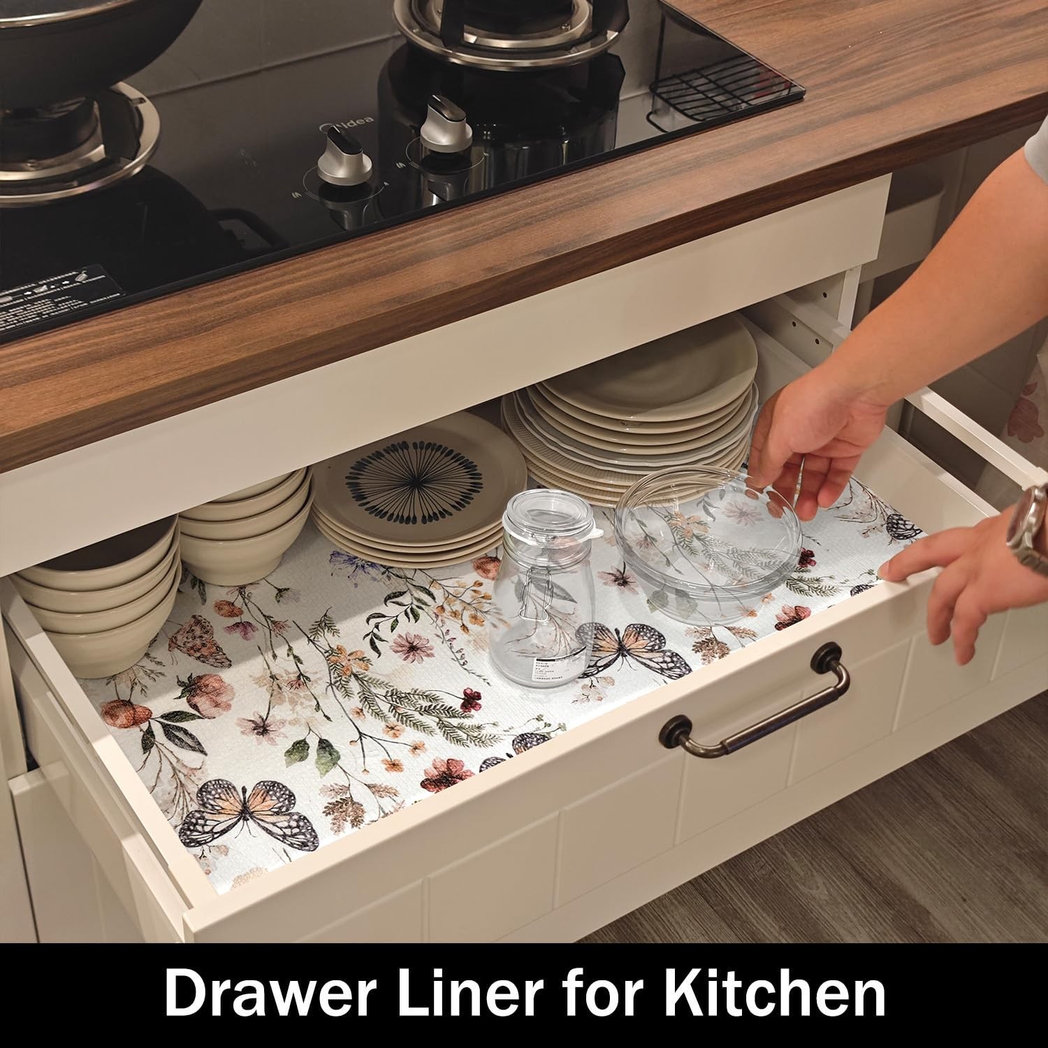 Floral Shelf Liners Non Adhesive and Strong Non-Slip Shelf and Drawer Liners ...