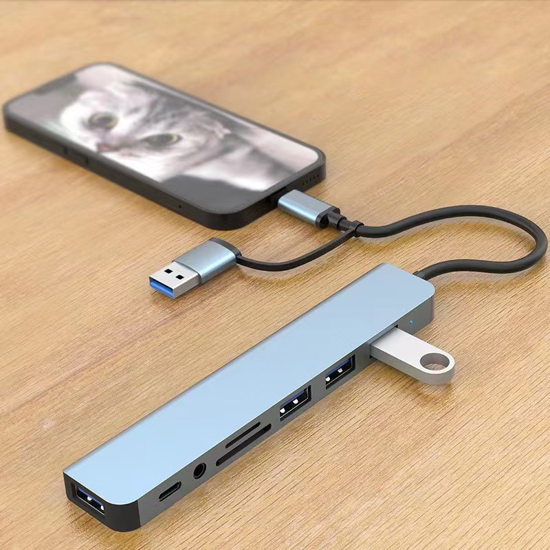 USB C-A 8in1 Hub Multi Adapter 3.5MM audio interface for Laptop