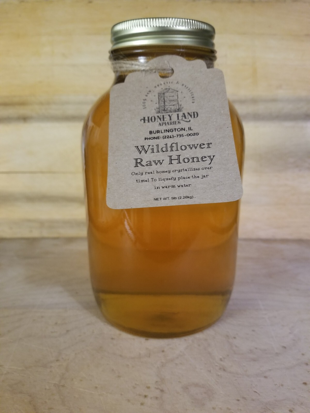 Raw Honey 5 lb (2.27kg) - 100% Raw, Wildflower, Local Organic, Unfiltered