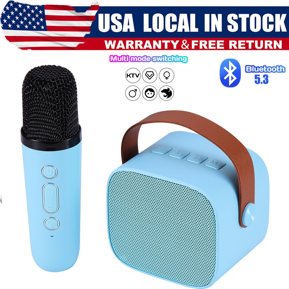 Mini Karaoke Machine With Wireless Microphone Portable BT Speaker For Kids