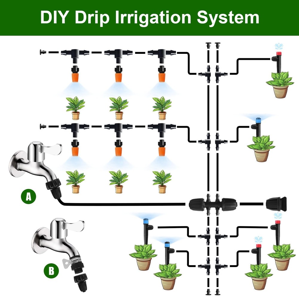 260 FT Drip Irrigation System Kit, Automatic Garden Watering System with 2/5"...